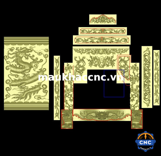 Bộ mẫu lầu thần tài cnc đẹp