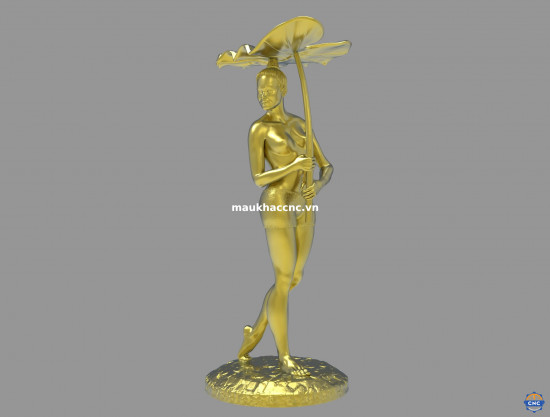 thiếu nữ cầm lá sen a357