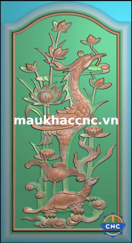 vách tranh sen hạc p86234